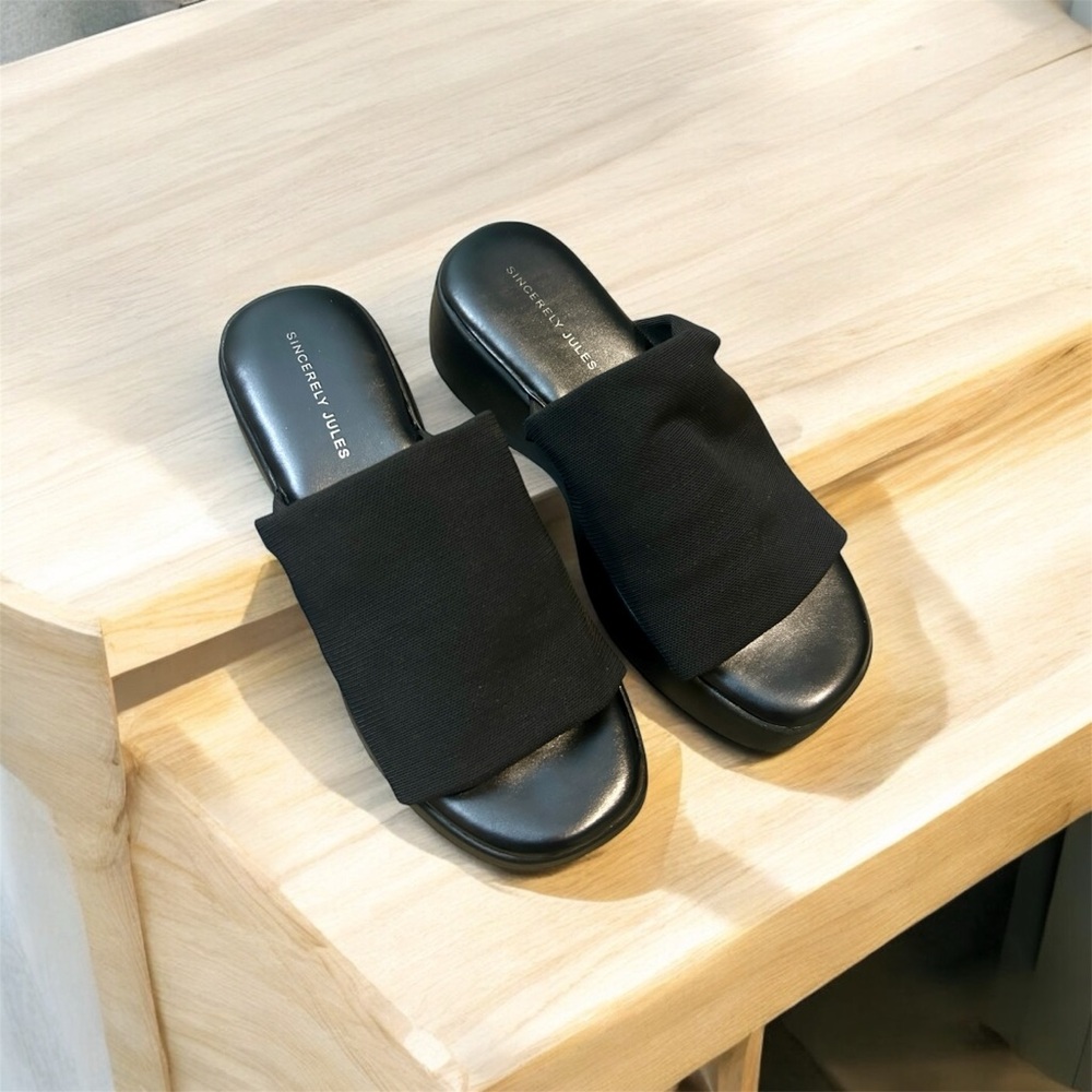 Sincerly Jules Women's Black Slide Sandals